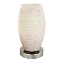Eglo Batista 3 Table lamp, 1 Flame Table lamp, Steel Bedside lamp, Colour: Nickel matt, Glass: Wiping Technique, White, Socket: E27, incl. Switch