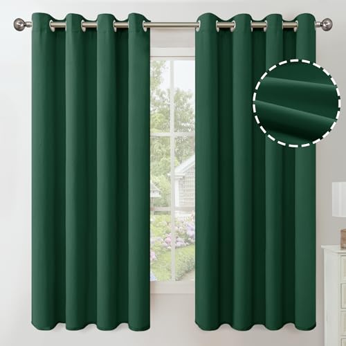 YoungsTex Emerald Green Velvet Curtains 63 Inch Length for Bedroom - Blackout Drapes Thermal Insulated with Grommet Room Darkening for Living Room Window, 2 Panels, 52 X 63 Inch