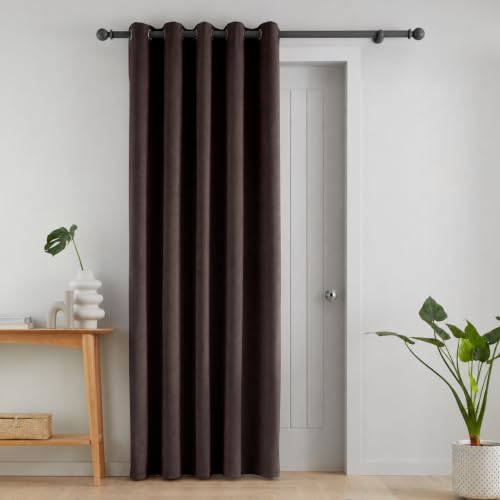 Catherine Lansfield Super Thermal Blackout 66x84 Inch Eyelet Door Panel Chocolate
