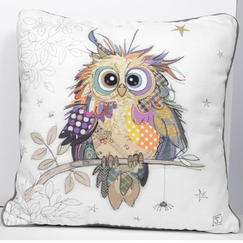 Lesser & Pavey Bug Art Kooks Otto Owl Cushion - Stylish Animal Print Pillow for Home and Office - Soft and Cozy Cushion for Sofa or Bed
