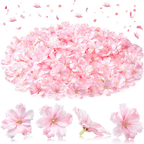 WILLBOND Faux Flower Heads for Crafts Artificial Silk Plum Blossom Heads for Home Room Wedding Party Marriage Car Shoes Hats, 1.8 Inch (Pink, 100 Pieces)