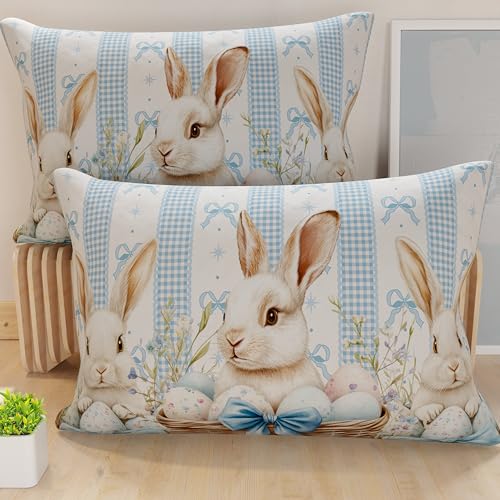 PETTI Artigiani Italiani - Set of 2 Easter Cushion Covers 50x80 cm in Microfibre, Easter Decorative Cushions for Bedroom, Sofa and Living Room, 2 Decorative Pillow Covers, 100% Made in Italy