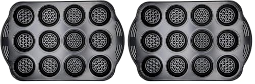 PRESTIGE - Aerolift - Muffin Tins Non Stick 12 Cup - Non Stick Bakeware - Cushion Base - Fridge Freezer and Dishwasher Safe - Carbon Steel - 41 x 27 x 4 cm (Pack of 2)