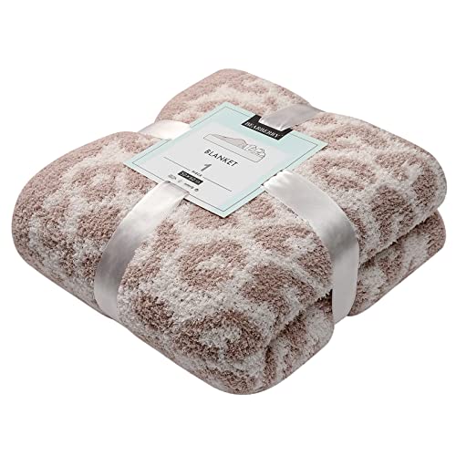 "bearberry Fuzzy Leopard Knitted Throw Blanket Soft Cozy Warm Microfiber Blanket for Couch Sofa Bed Travel (Stone/Cream, 50""x60"")"