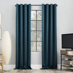 "Sun Zero Nordic 2-Pack Theater Grade Noise Reducing Extreme 100% Blackout Grommet Curtain Panel Pair, 52"" x 54, Teal"