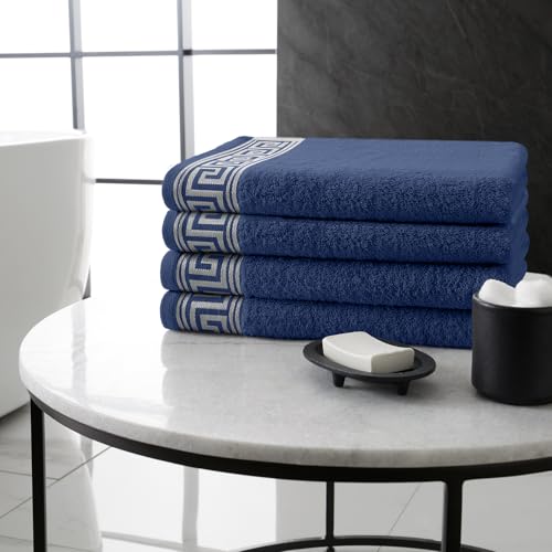 GC GAVENO CAVAILIA Hand Towels - Egyptian Cotton Towel 4 Pack - Ultra Soft & Highly Absorbent Hand Towel For Bathroom - Quick Dry Towels (50x80cm) - Navy
