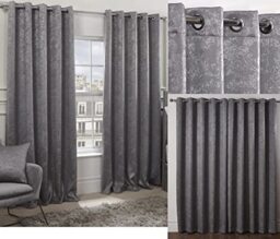 "Emma Barclay Regency - Elegant Woven Thermal Blackout Eyelet Curtains in Silver - Width 66 x Drop 72"" (168 x 183cm)"