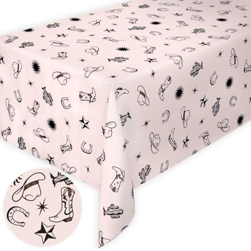 xo, Fetti Western Tablecloth - 9' x 4.5' - Rodeo Bachelorette Tablescape, Ranch Birthday Party Decoration, Cowgirl Table Decor, Cowboy Kids Party Supplies