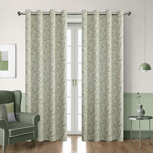 Erbnaryx 80% Blackout Curtains for Bedroom, Jade Window Drapes 63 Inch Length for Living Room, Thermal Insulated Grommet Curtains, 2 Panels