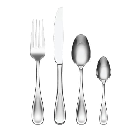 Oneida Voss Cutlery Set for 4 - Stainless Steel Cutlery Set, Heavy Weight & Mirror Finish, Rust Resistant & Dishwasher Safe Flatware, Silver