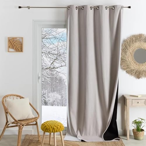 Home Maison Semi-Blackout Thermal Curtain - Natural - 140 x 260 cm - 8 Round Eyelets - Ready to Hang