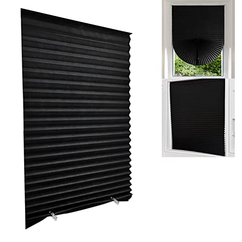"Blackout Blinds for Windows Cordless Blinds Temporary Shades Blinds No Drill Mini Blinds Black Out Blinds for Window of Bedroom,Bathroom,Kitchen Office (Black-high Shading, 35.4 * 59""(90 * 150cm))"