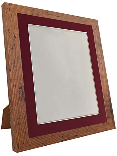 H7 Picture Photo Frame Vintage Wood with Red Mount 10 x 10 Image Size 8 x 8 Inch