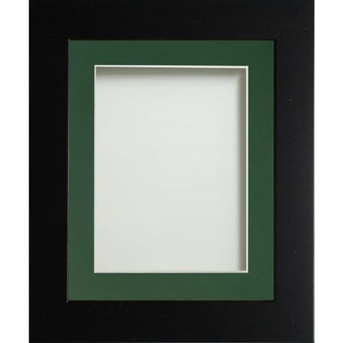 Frame Company Watson Matte Black Picture Photo Frame fitted with Perspex, A3 with Bottle Green Mount for image size A4