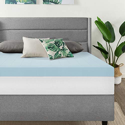 Best Price Mattress 4 Inch Ventilated Memory Foam Mattress Topper, Cooling Gel Infusion, CertiPUR-US Certified, California King, Blue