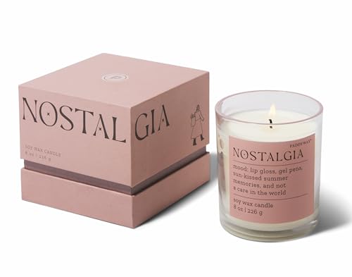 Paddywax Scented Candles Mood Collection Fragrant Boxed Candle in Glass Vessel, 226g, Nostalgia