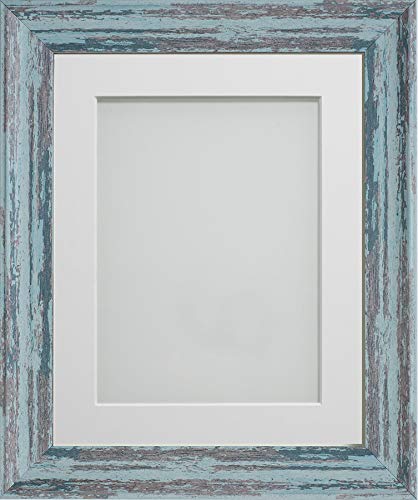 Frame Company Lynton Rustic Blue Photo Frame with White Mount, 6x4 for 4x3 inch, fitted with perspex