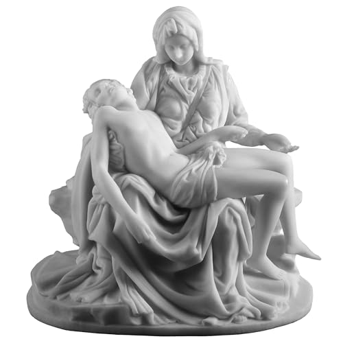US 6.25 Inch Pieta and Michelangelo Decorative Statue Figurine, White