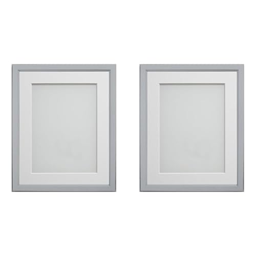 Frame Company Drayton Range 10 x 8 inch Grey Picture Photo Frame with White Mount For Image Size 7 x 5 inch (Pack of 2)