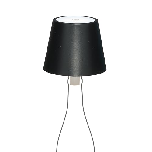 LA VILLE LUMIÈRE MarieB Wireless LED Rechargeable Dimmable Table Lamp - Abat Jour for Bedrooms, Hall, Desk - Aluminum, 48h, Indoor/Outdoor Use, Designed in Italy (Metal Black)