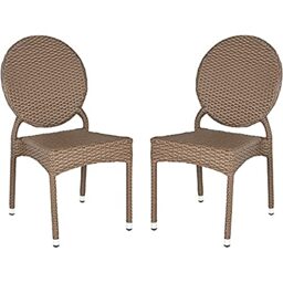 SAFAVIEH Wicker Outdoor Dining Chairs - Set of 2, in Brown