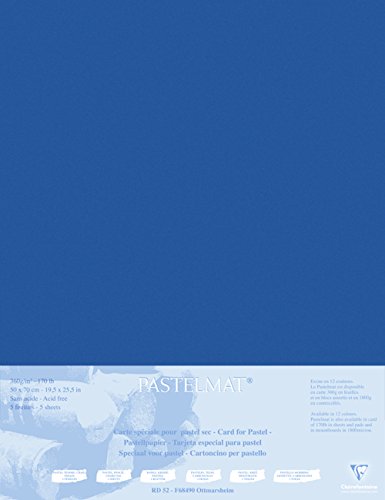 Clairefontaine - Ref 496014C - Pastelmat Mounted Board (5 Sheets) - 1800 Microns - 50 x 70cm - Dark Blue Colour - Specially Formulated For Use With Pastels