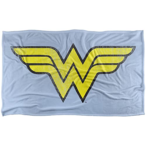 "Wonder Woman Wonder Woman Distressed Logo Super Soft Silky Feel Blanket - 36"" x 58"""