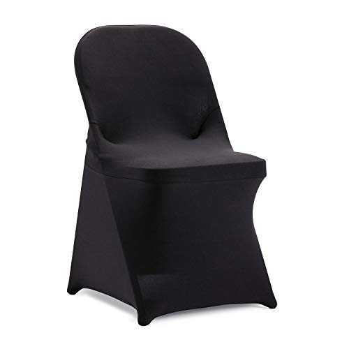 Howhic Folding Chair Covers - 36pcs, Black Universal Spandex Fitted Covers for Wedding, Party, Banquet, Conference