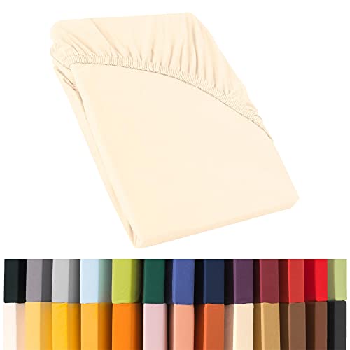 CelinaTex Jersey Fitted Sheet 140 x 200 – 160 x 220 cm for Box Spring Beds, Water Beds and Standard Mattress Fitted Sheet 100% Egyptian Cotton Quality Relax 0001912 Natural