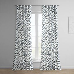 HPD Half Price Drapes Geometric Abstract Printed Curtains 84 Inches Long Luxury Cotton Curtains (1 Panel) Room Darkening Window Curtains for Bedroom & Living Room, 50W x 84L, Ellis Blue Abstract