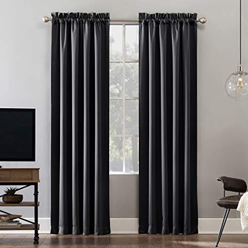 "Sun Zero Oslo Theater Grade Extreme Total Blackout Rod Pocket Curtain Panel, 52"" x 63"", Coal"