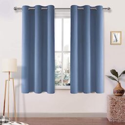 DWCN Dusty Blue Blackout Curtains for Windows 42x54 Inches Long, 2 Thick Light Blocking Drapes for Living Room, Bedroom