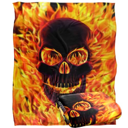 Jq Licensing - Royce Mcclure Flaming Skull Silky Touch Super Soft Throw Blanket 152 X 127 Cm