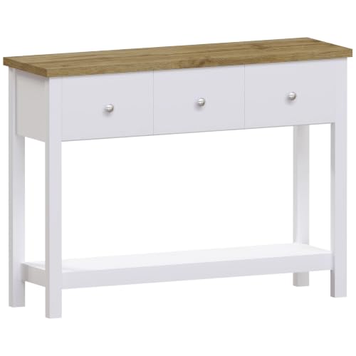 Vida Designs Arlington Console Table Shelf Hallway Side End Dressing Table MDF (White, 3 Drawer)