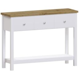 Vida Designs Arlington Console Table Shelf Hallway Side End Dressing Table MDF (White, 3 Drawer)