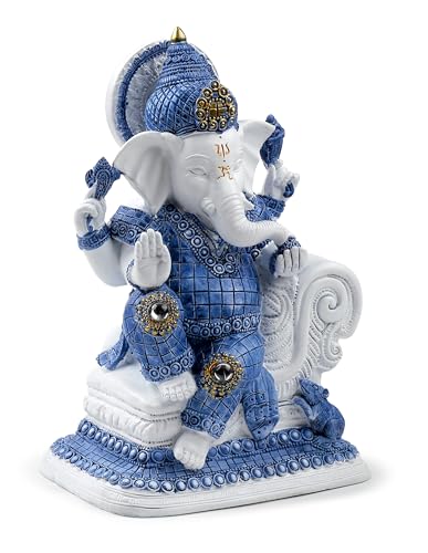 Puckator White & Blue Ganesh Meditation - Ganesh Ganesha Idol Statue Statues For Home Decor - Ganapati Ganpati Indian Decoration Decorations Home -Hindu Gift Gifts Items For Women