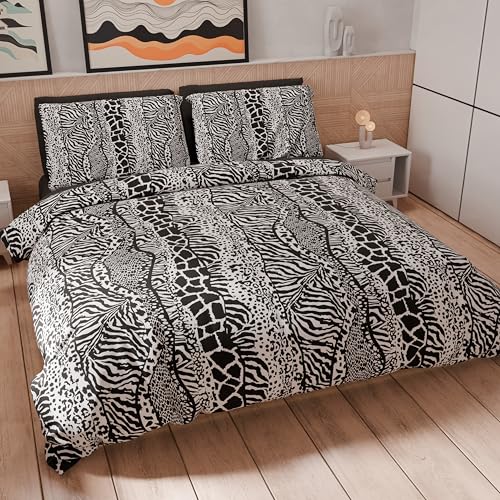 PETTI Artigiani Italiani - Maxi Double Duvet Cover Set 240 x 220 cm (2 Pillowcases 80 x 80 cm Included), Microfibre Duvet Cover Set with Digital Animal Print 05 – Made in Italy