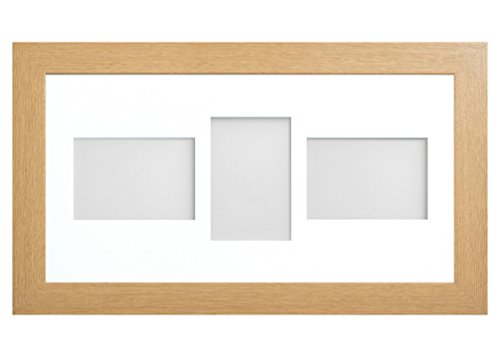 Frame Company Watson Beech Multi-Aperture Photo Frame with Mount, 20x10 for 6x4 (x3 LPL) * Choice of Frame Colour and Mount Design* NEW