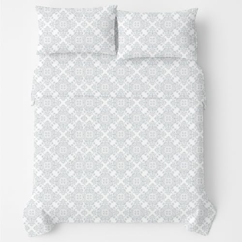 Shreem Linen King Sheet Set 4 Piece Bedding, Brushed Microfiber Soft Sheets for King Size Bed with Flat, Fitted Sheet, 2 Pillow Cases (Charm Paisley)