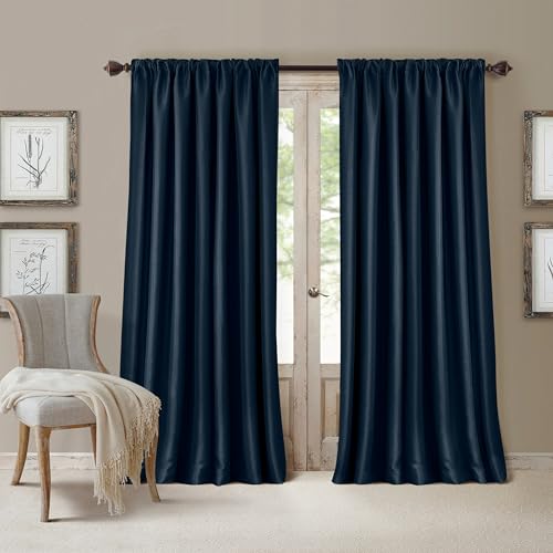 "Elrene Energy Efficient Room Darkening Rod Pocket Window Panel, Polyester, Navy, 52"" W x 95"" L (Pack of 1)"