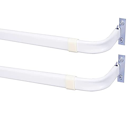 Blu-Pier Tech Heavy Duty Single Rod,Lock Seam Curtain Rod 28 to 48-Inch Adjustable Width, 2 1/2-Inch Projection???Hardware Included,White(Pack of 2)