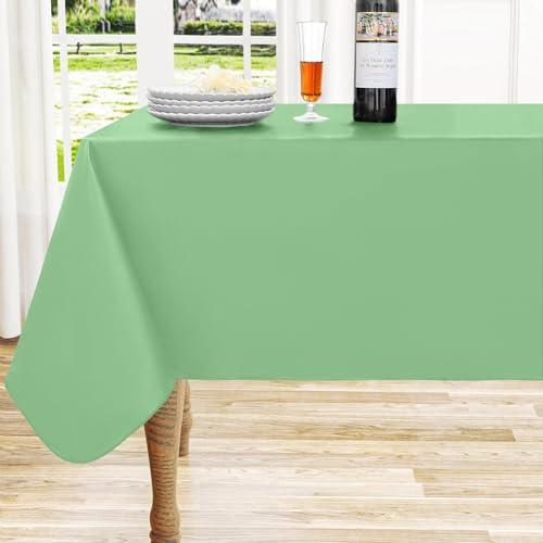 "homing Rectangle Vinyl Tablecloth, Waterproof Spillproof Plastic Flannel Backed Table Cloth, Wipe Clean Table Cover for Dining, Buffet Parties and Camping (Sage Green, 60"" x 120"")"