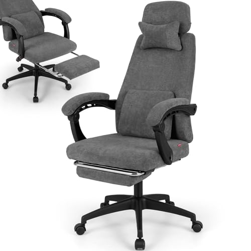 SFAREST Executive Office Chair with Footrest, Height Adjustable Swivel Desk Chair with Rocking Backrest, Lumbar Support, Neck & Lumbar Pillows, Ergonomic Executive Task Chair for Home Office