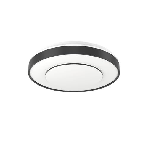 Eglo Connect.z Smart Home LED Ceiling Light Fixture Monteriggioni-Z, ZigBee + Matter, app and Voice Control Alexa, Warm-White to Cool-White, RGB, dimmable lamp, Black-White, Ø 38.4 cm