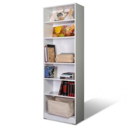 Absolute Deal White Bookcase Tall 6 Tier Free Standing Adjustable Shelf