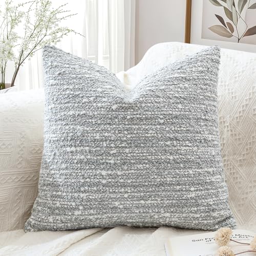 Artscope Throw Pillow Cover 18x18 Super Thick Body Pillow Cover Decorative Boucle Textured Morden Neutral Accent Italian Style Pillowcase for Bedroom Living Room Couch Sofa Home D??cor-Blue Grey