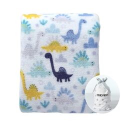 CREVENT 75cmX100cm Cozy Fluffy Warm Fleece Baby Crib Blanket for Boys Infant Toddler Crib Cot Stroller (Dinosaur)