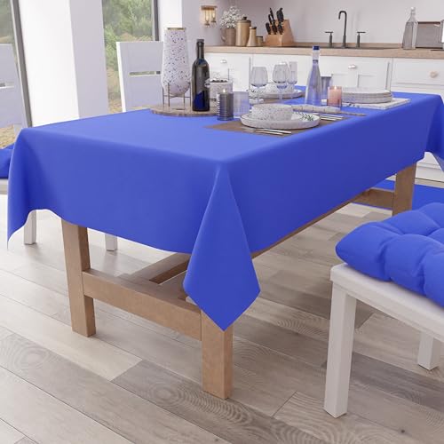 PETTI Artigiani Italiani - Table Cloth, Kitchen Tablecloth in Plain Cotton, Electric Blue X15 Seater (140 x 300 cm)