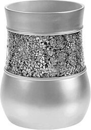 Creative Scents (Silver) Brushed Nickel Bathroom Trash Can (20cm x 20cm x 3m)- Decorative Wastebasket- Durable Waste Paper Baskets- Space Friendly Bath Rubbish Dust Bin- For Elegant Shower Decor