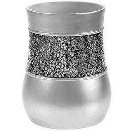Creative Scents (Silver) Brushed Nickel Bathroom Trash Can (20cm x 20cm x 3m)- Decorative Wastebasket- Durable Waste Paper Baskets- Space Friendly Bath Rubbish Dust Bin- For Elegant Shower Decor